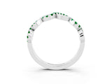 White gold Twist Infinity Round Emerald Band with Pavé Setting_9