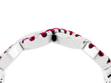 White gold Twist Infinity Round Garnet Band with Pavé Setting_10