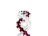 White gold Twist Infinity Round Garnet Band with Pavé Setting_11