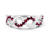 White gold Twist Infinity Round Garnet Band with Pavé Setting_6