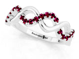 White gold Twist Infinity Round Garnet Band with Pavé Setting_7