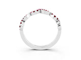 White gold Twist Infinity Round Garnet Band with Pavé Setting_9
