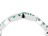 White gold Twist Infinity Round Green Sapphire Band with Pavé Setting_10