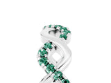 White gold Twist Infinity Round Green Sapphire Band with Pavé Setting_11