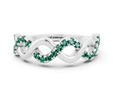 White gold Twist Infinity Round Green Sapphire Band with Pavé Setting_6