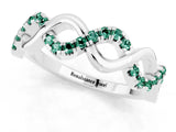 White gold Twist Infinity Round Green Sapphire Band with Pavé Setting_7