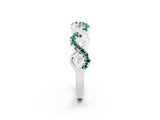 White gold Twist Infinity Round Green Sapphire Band with Pavé Setting_8
