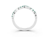 White gold Twist Infinity Round Green Sapphire Band with Pavé Setting_9