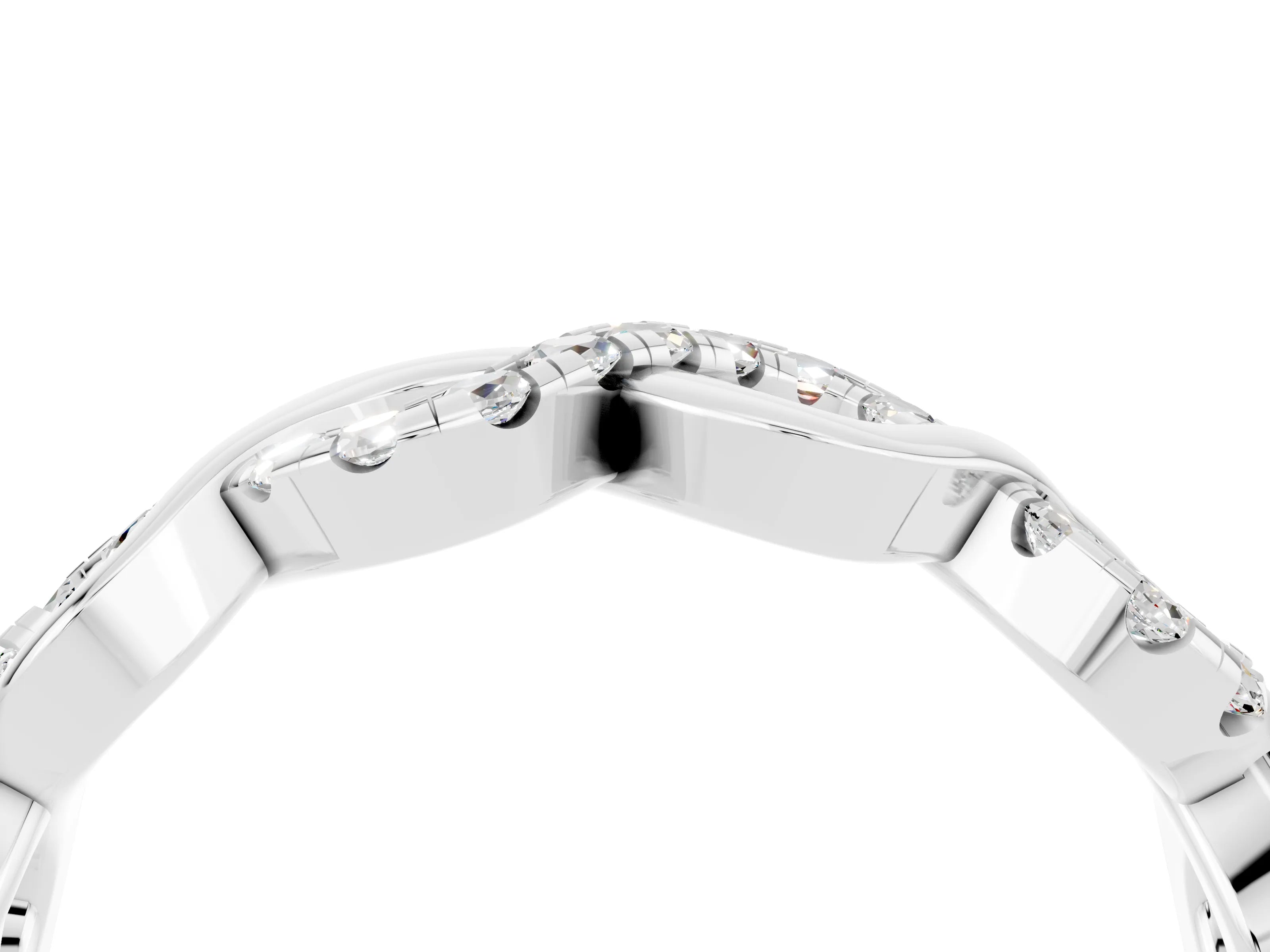 White gold Twist Infinity Round Moissanite Band with Pavé Setting_10