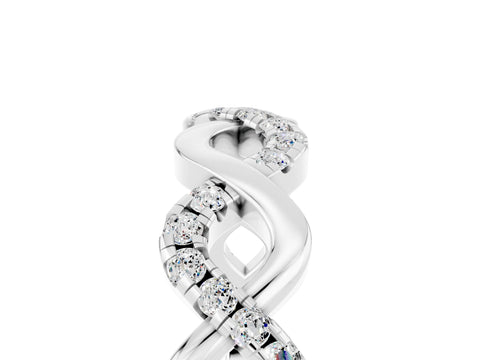 White gold Twist Infinity Round Moissanite Band with Pavé Setting_11