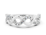 White gold Twist Infinity Round Moissanite Band with Pavé Setting_6