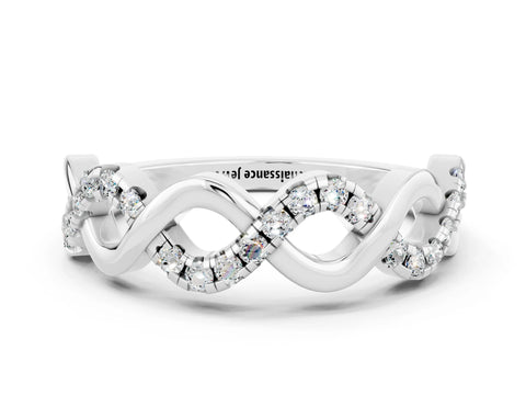 White gold Twist Infinity Round Moissanite Band with Pavé Setting_6