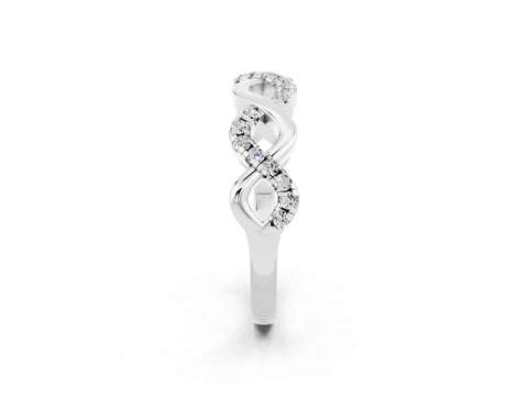 White gold Twist Infinity Round Moissanite Band with Pavé Setting_8
