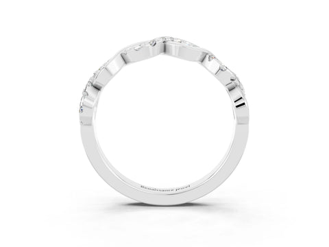 White gold Twist Infinity Round Moissanite Band with Pavé Setting_9