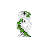White gold Twist Infinity Round Peridot Band with Pavé Setting_11