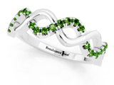 White gold Twist Infinity Round Peridot Band with Pavé Setting_7