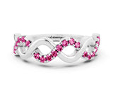 White gold Twist Infinity Round Pink Sapphire Band with Pavé Setting_6