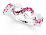 White gold Twist Infinity Round Pink Sapphire Band with Pavé Setting_7