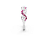White gold Twist Infinity Round Pink Sapphire Band with Pavé Setting_8