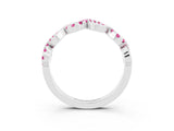 White gold Twist Infinity Round Pink Sapphire Band with Pavé Setting_9
