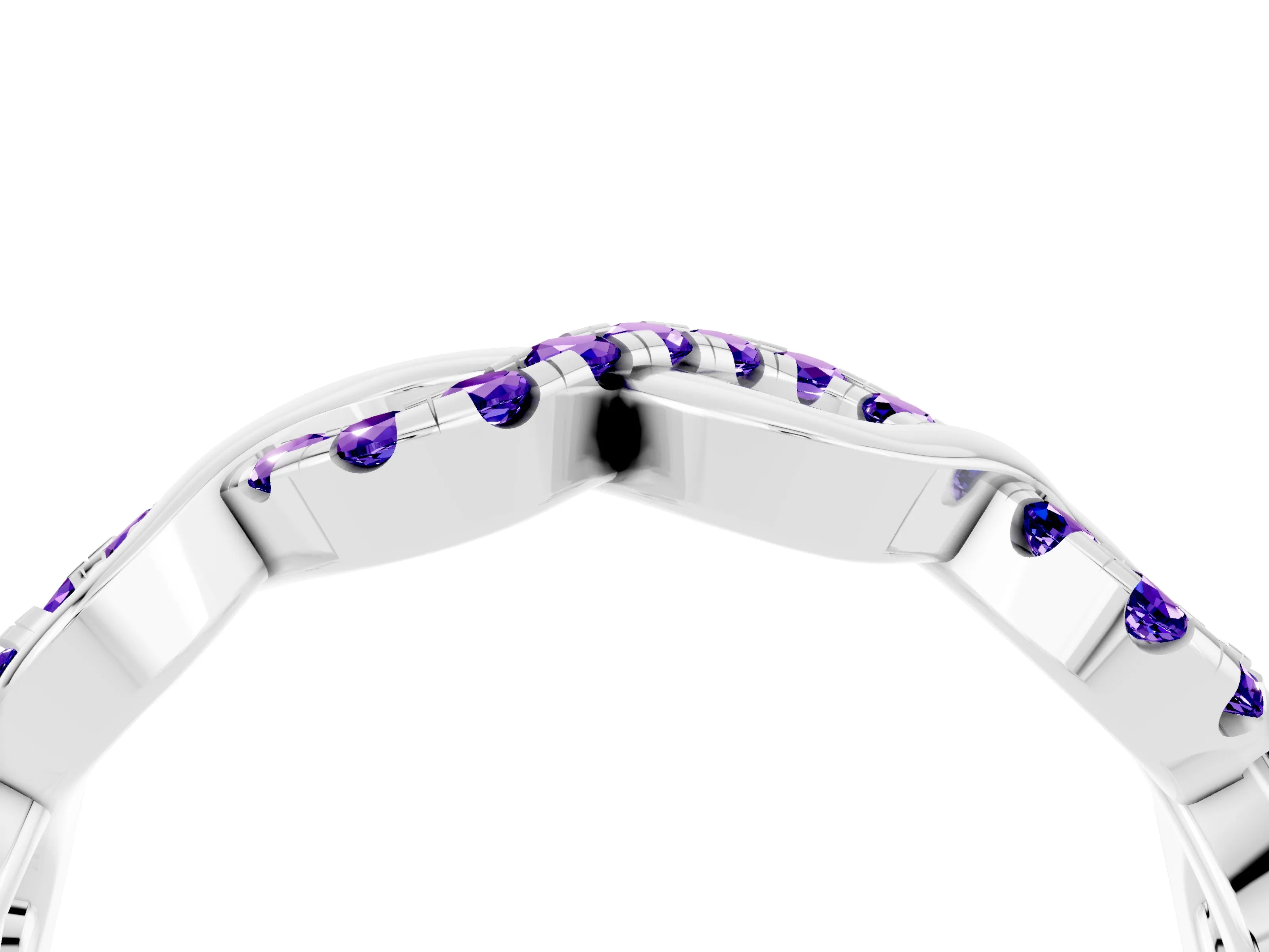 White gold Twist Infinity Round Tanzanite Band with Pavé Setting_10