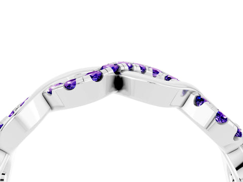 White gold Twist Infinity Round Tanzanite Band with Pavé Setting_10