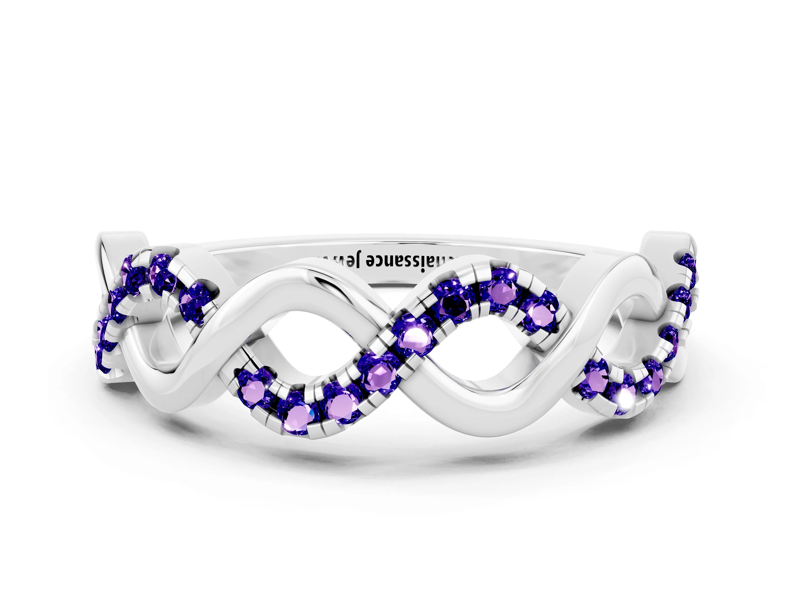 White gold Twist Infinity Round Tanzanite Band with Pavé Setting_6