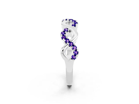 White gold Twist Infinity Round Tanzanite Band with Pavé Setting_8