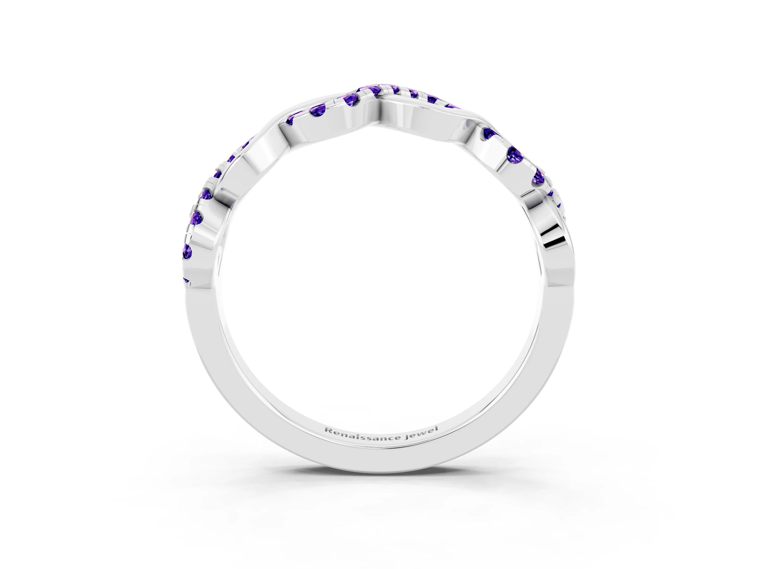 White gold Twist Infinity Round Tanzanite Band with Pavé Setting_9