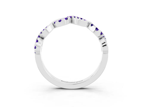 White gold Twist Infinity Round Tanzanite Band with Pavé Setting_9