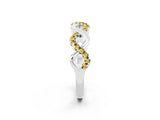 White gold Twist Infinity Round Yellow Sapphire Band with Pavé Setting_8