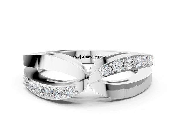 Platinum Twist Pave Round Diamond Infinity Band with Channel Setting