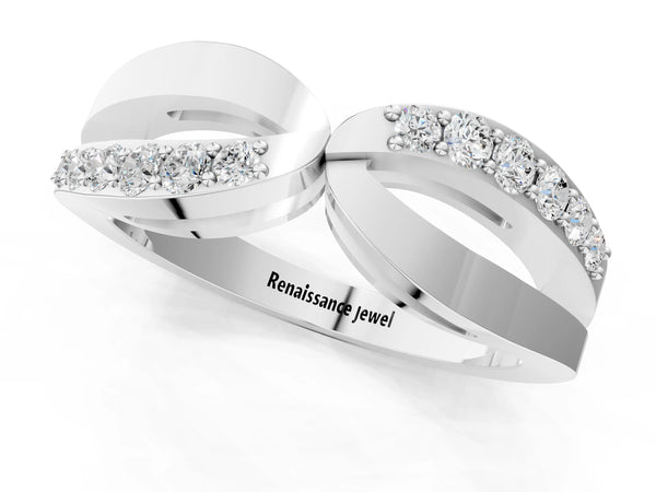 Platinum Twist Pave Round Diamond Infinity Band with Channel Setting