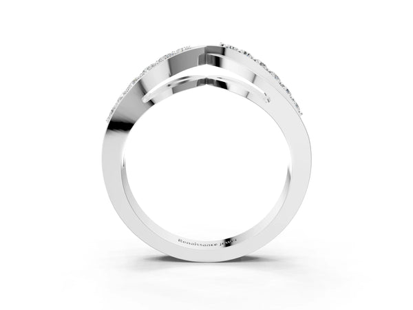 Platinum Twist Pave Round Diamond Infinity Band with Channel Setting