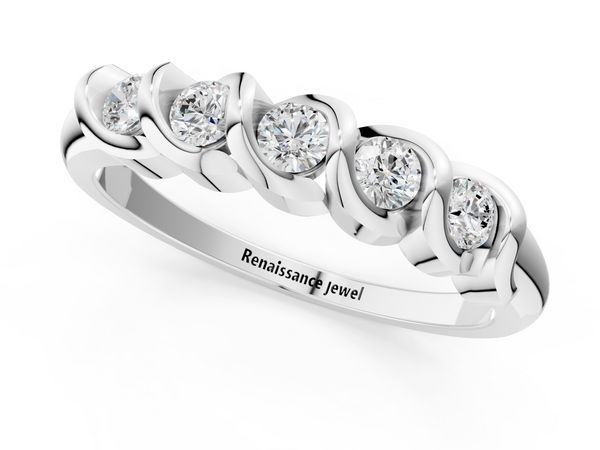 Platinum Round Diamond Eternity Band with Twist Prong Setting