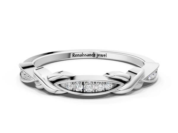Silver Twisted Marquise Diamond Pavé Band with Shared Prong Setting
