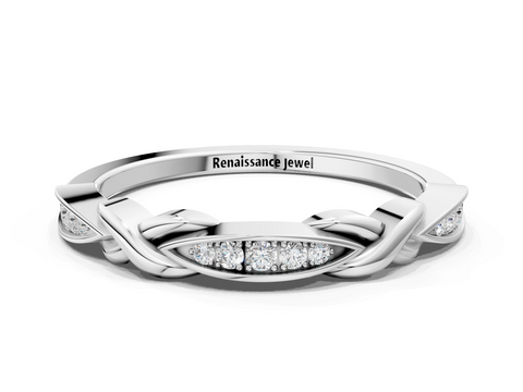 White gold Twisted Diamond Marquise Pavé Band with Shared Prong Setting_124