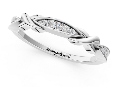 White gold Twisted Diamond Marquise Pavé Band with Shared Prong Setting_125