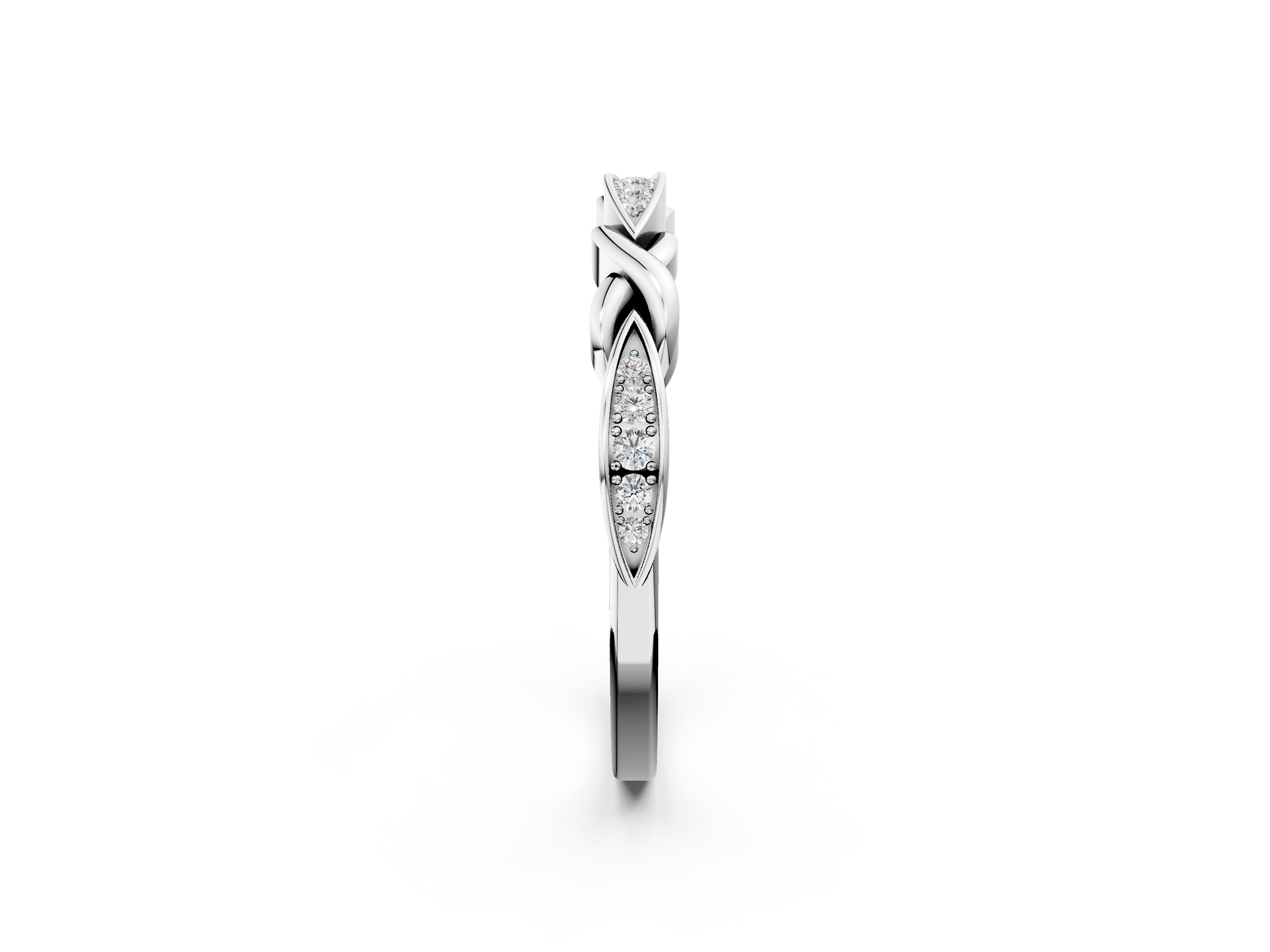 White gold Twisted Diamond Marquise Pavé Band with Shared Prong Setting_126