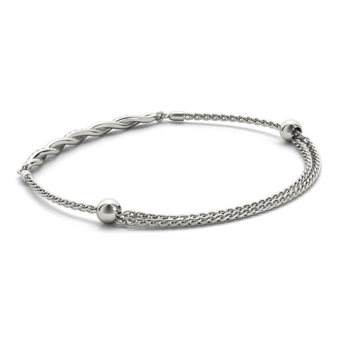 White gold Twisted Diamond Round-Cut Cable Chain Bracelet with Bezel Setting 1