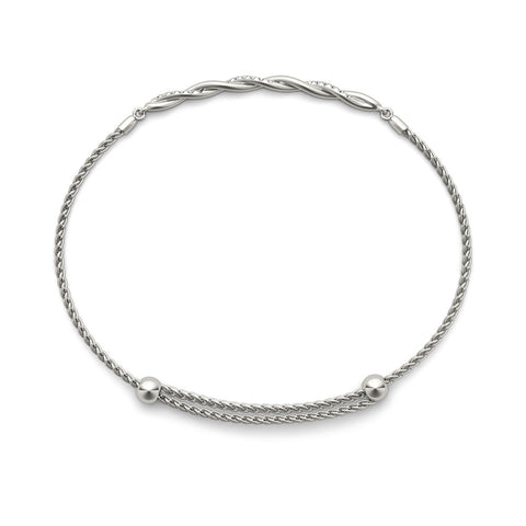 White gold Twisted Diamond Round-Cut Cable Chain Bracelet with Bezel Setting 2