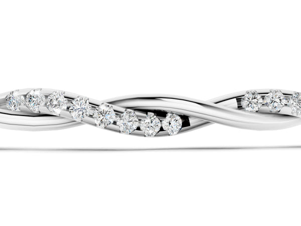 White gold Twisted Diamond Round-Cut Cable Chain Bracelet with Bezel Setting