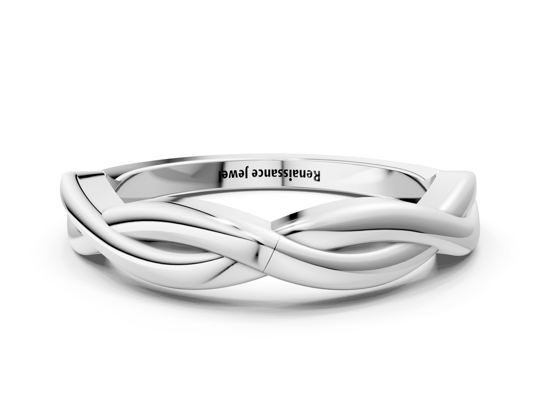 White gold Twisted Infinity Band with Round Stone Setting and Classic Prong_29
