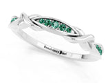 White gold Twisted Marquise Green Sapphire Pavé Band with Shared Prong Setting_31