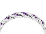 White gold Twisted Pavé Round Amethyst Eternity Band with Shared Prong Setting_10