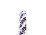 White gold Twisted Pavé Round Amethyst Eternity Band with Shared Prong Setting_11