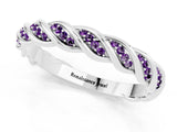 White gold Twisted Pavé Round Amethyst Eternity Band with Shared Prong Setting_7