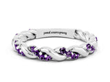White gold Twisted Pavé Round Amethyst Eternity Band_6