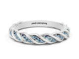 White gold Twisted Pavé Round Aquamarine Eternity Band with Shared Prong Setting_6