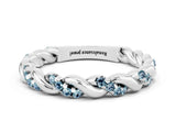White gold Twisted Pavé Round Aquamarine Eternity Band_6